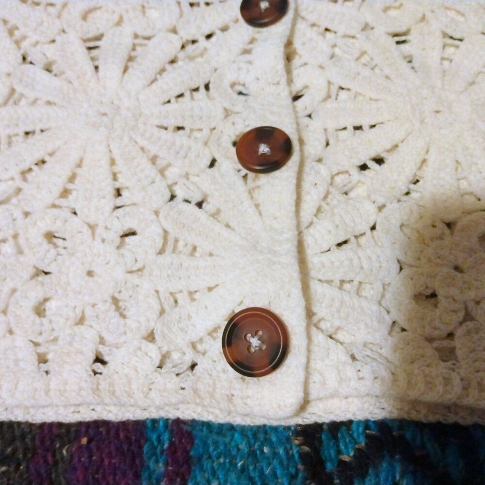 Art Class Crochet Floral Vest M (8) Ivory Boho Cottagecore Coquette Layering - Picture 2 of 7